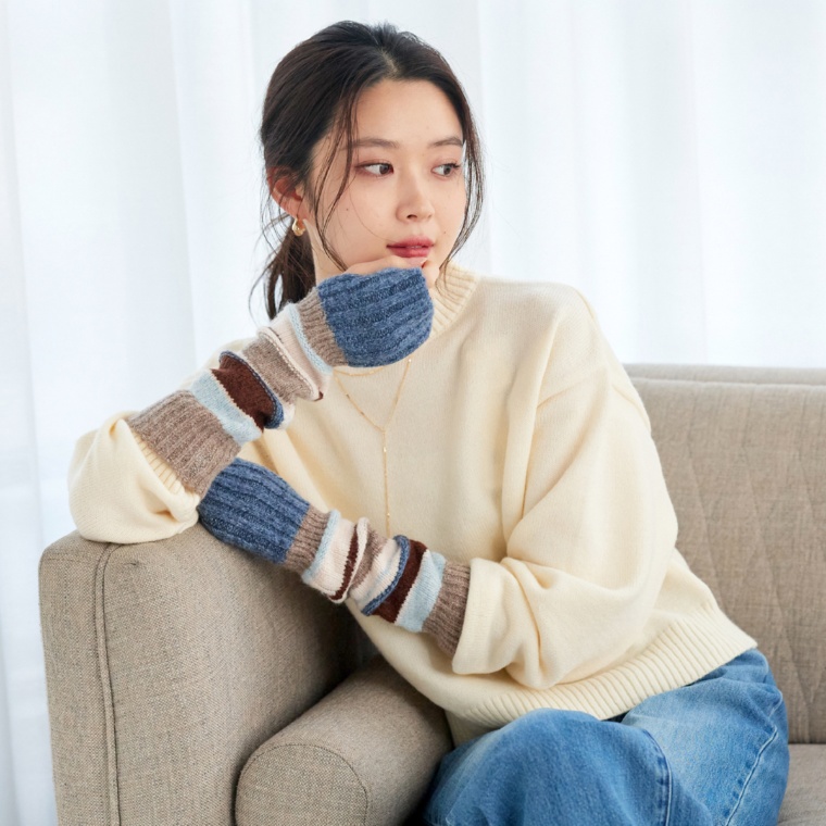 ルナジュメール吸湿発熱糸なめらかニットアームウォーマー