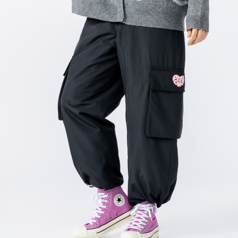 PERSONS アウトポケットワイドストレートパフパンツ