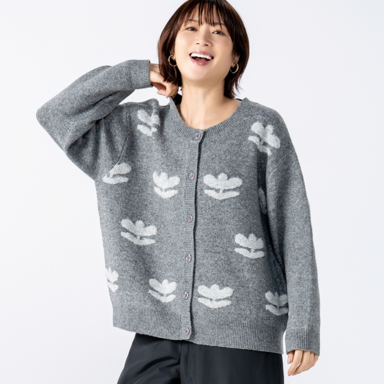 PERSONS チューリップニットカーディガン