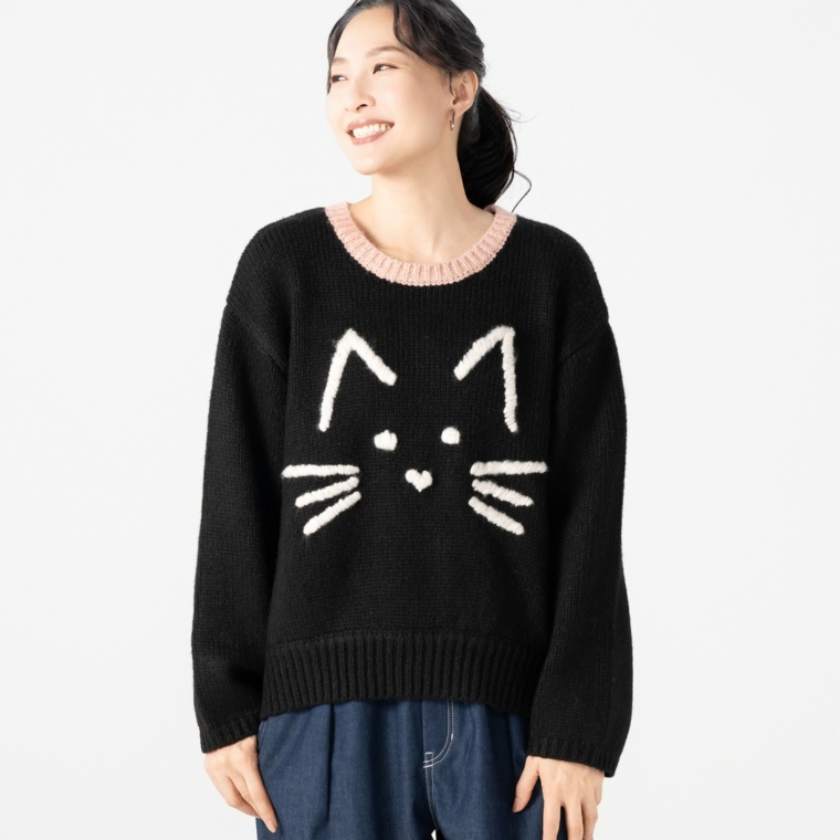 PERSONS ヴィンテージライクキャットニット