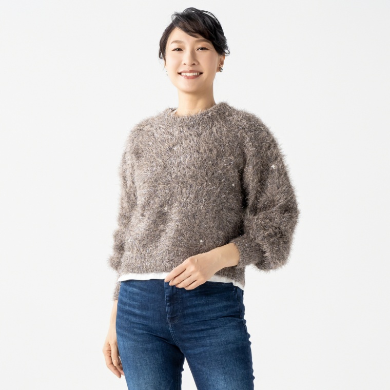GUESS ラメ混ミックスセーター