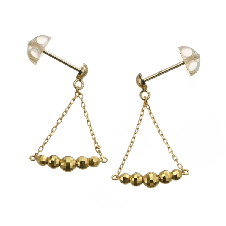 純金/18K ミラーボールスイングライン イヤリング/ピアス