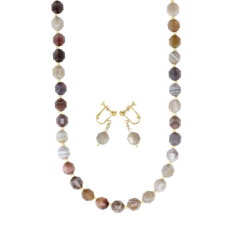 越田雅哉縞メノウネックレス&イヤリング/ピアス