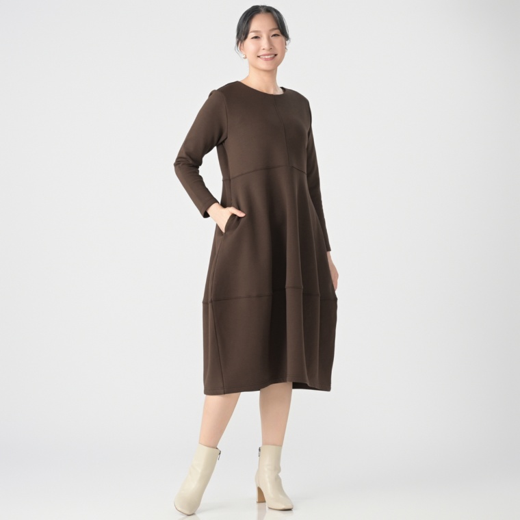 エニワイズ 暖か裏起毛コクーンワンピース