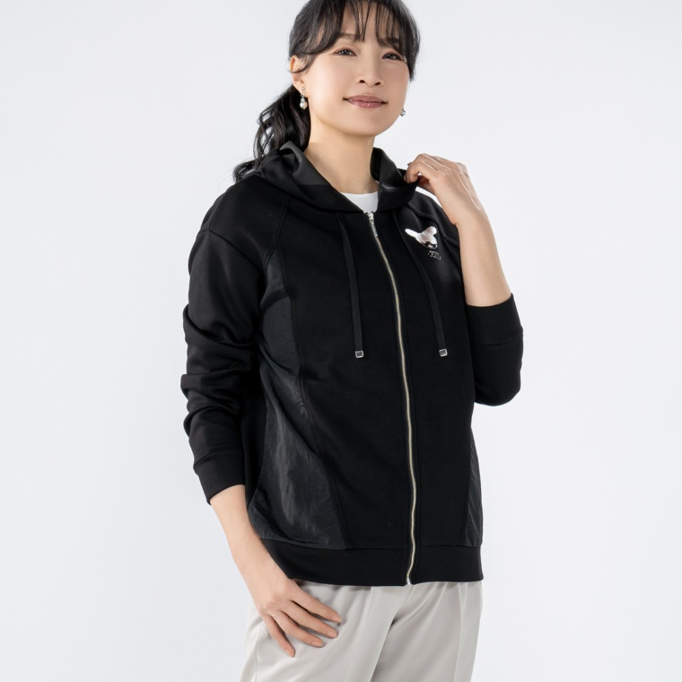 BOUTIQUE JUNKO KONOKOプリントジップアップパーカー