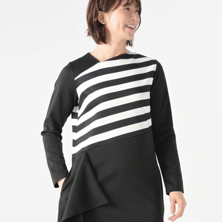 BOUTIQUE JUNKO アシンメトリープリントデザインワンピース