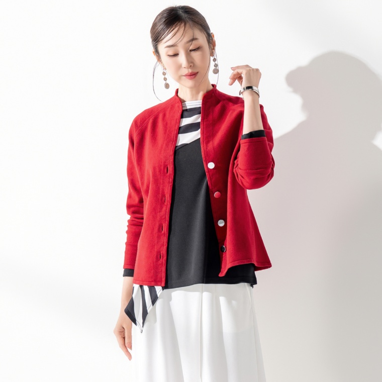 BOUTIQUE JUNKO スタンドカラーニットジャケット