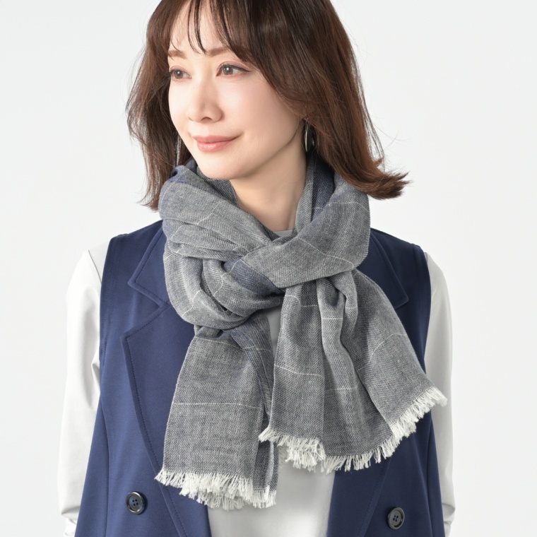 day to day ラメ糸入り蚊帳織ストール 日本製