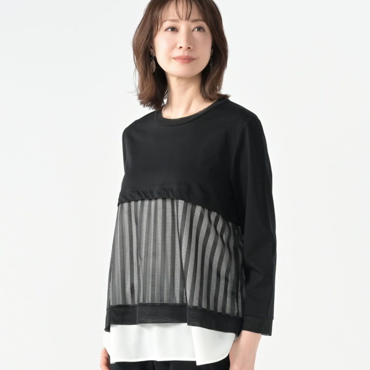 day to day シルケットに3素材のデザインプルオーバー