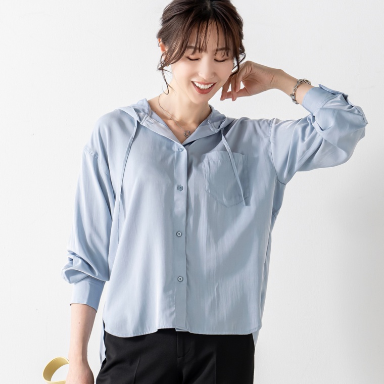 Oh My Tailor レーヨン混フードシャツ