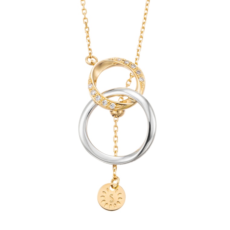 LA SOMA 18KYG/PT950 ダイヤモンド サークルペンダント