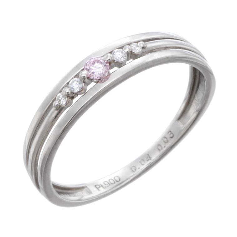 ピンクダイヤモンド PT リング 0.04ctUP