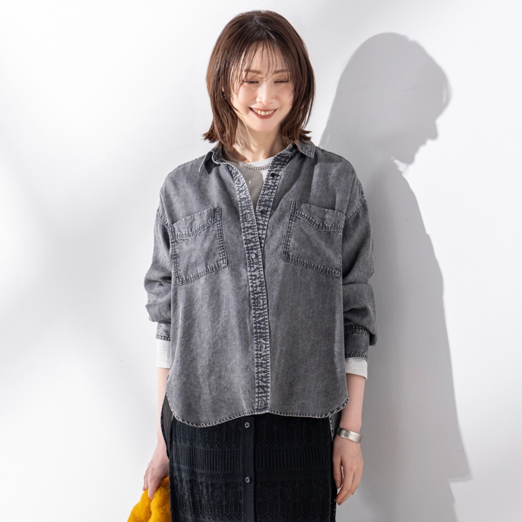 Coeur sucre しなやかデニムシャツチュニック