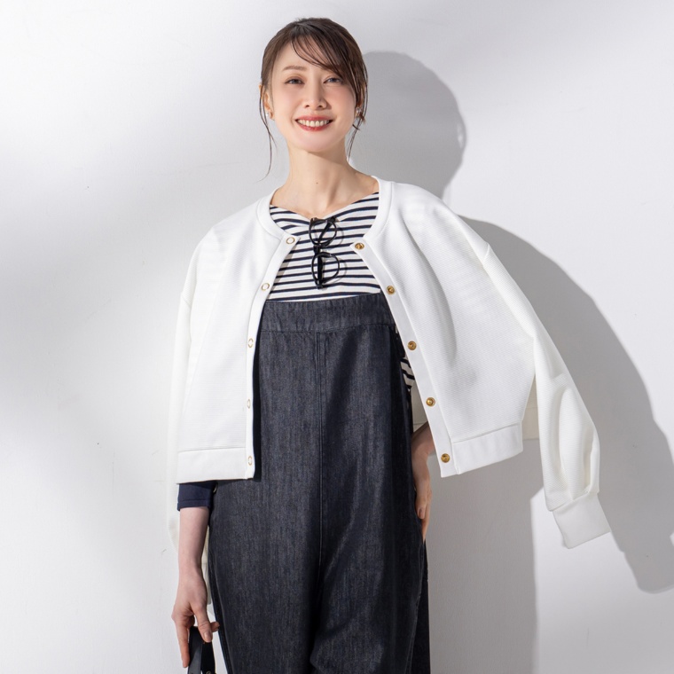 Coeur sucreふんわり袖 ドット釦ショートカーディガン