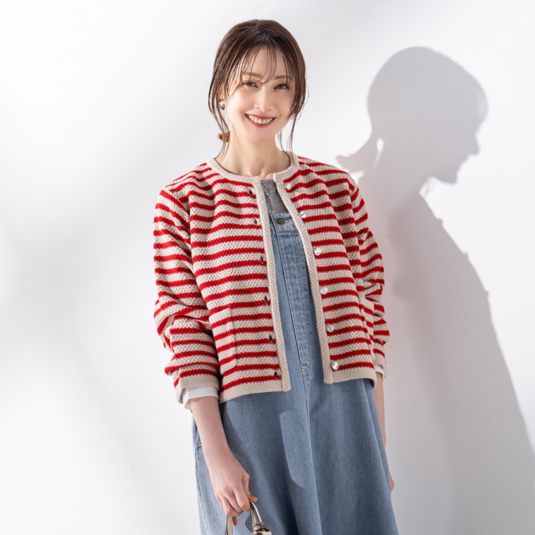 Coeur sucre ウェーブ ボーダーニットジャケット