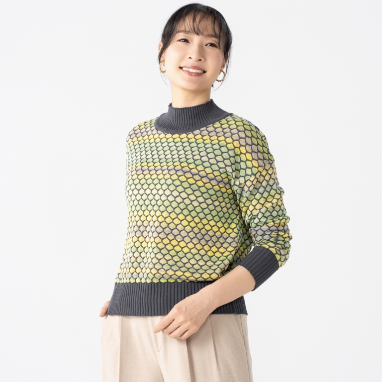 タカシマヤスタイルプリュ 五泉ニット絣使いプルオーバー