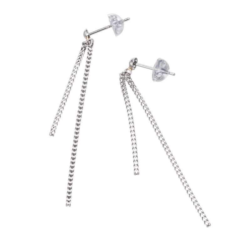 純PT/PT900 シャインカットツインキヘイチェーン イヤリング/ピアス