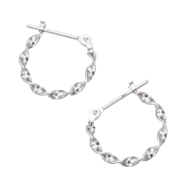 純プラチナ/PT900 ライトツイストフープイヤリング/ピアス