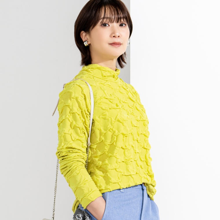 calma ドットパターン 大活躍ハイネックプルオーバー