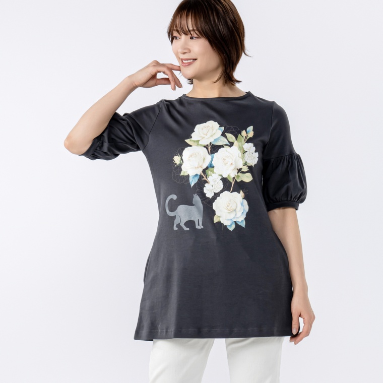 FairyStyle フラワー パフスリーブチュニック