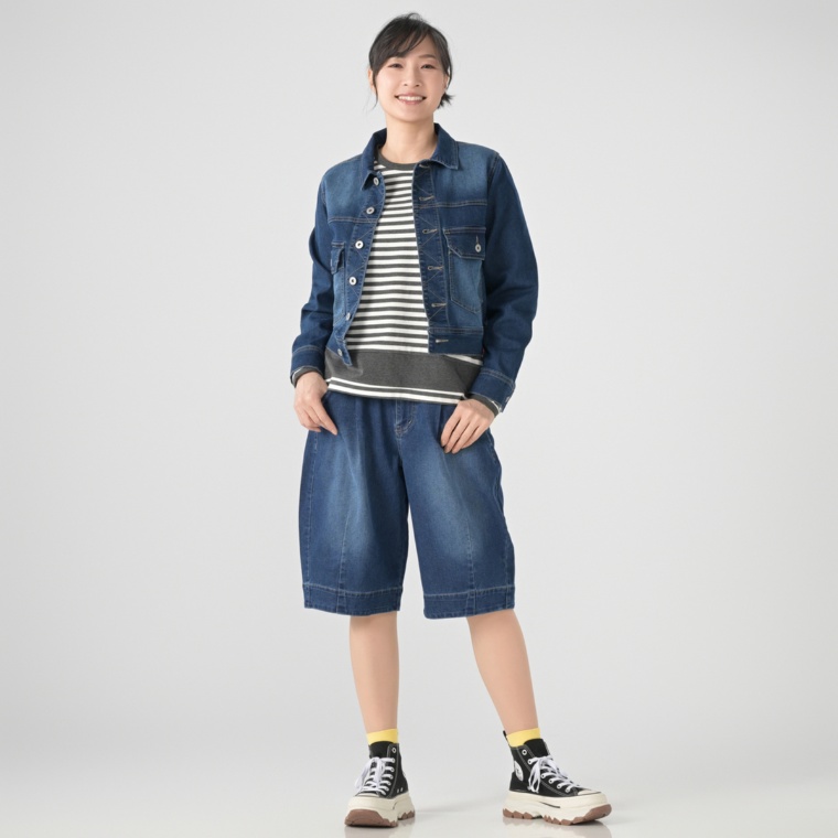 KiKKi BIGポケットハーフデニムパンツ