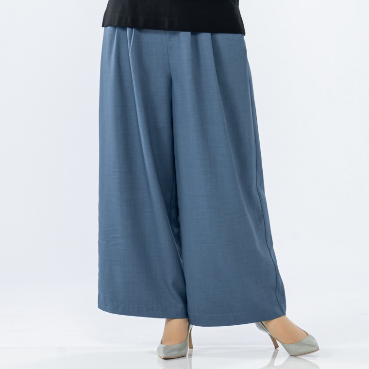 anatelier ボタンアクセント ツイルワイドパンツ