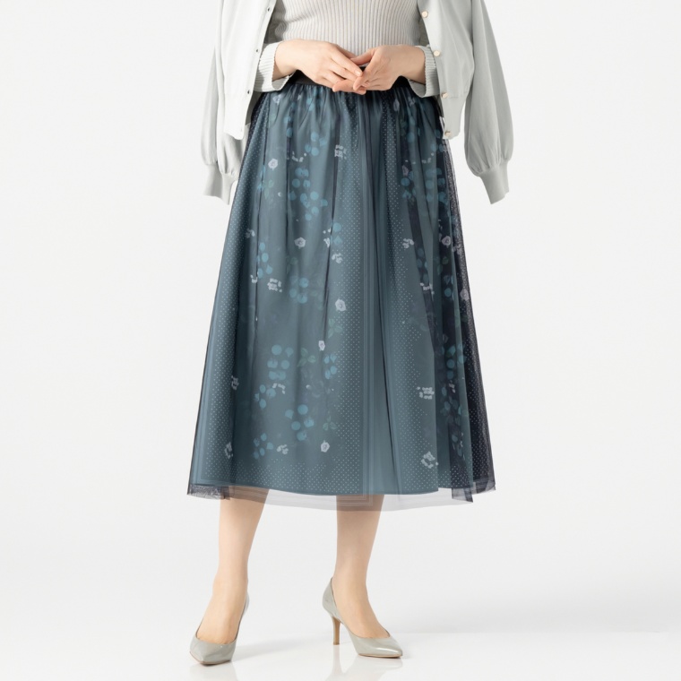 anatelier 華やか見え フラワープリントスカート