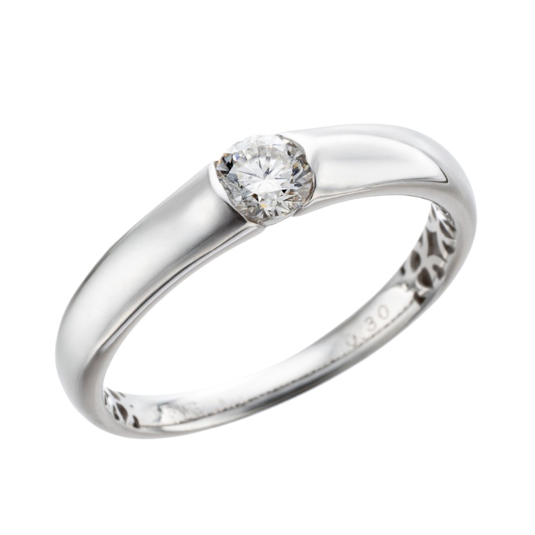 18K ダイヤモンド ハーフベゼルリング 0.3ctUP