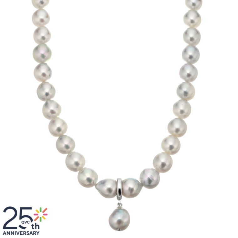 和真珠ネックレス グレー系 ペンダントヘッド付