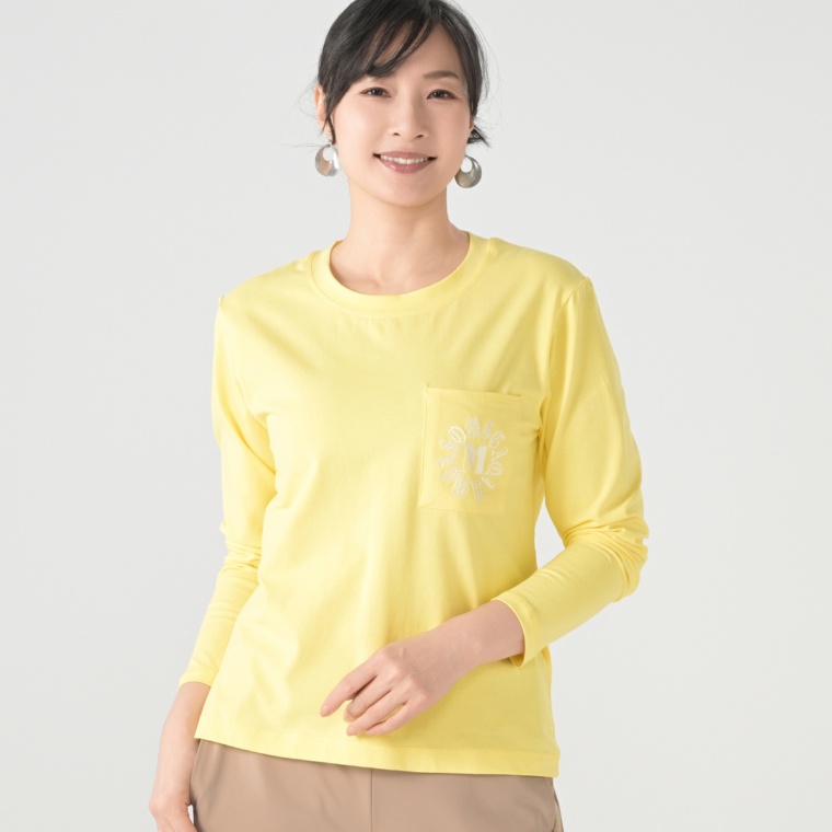 MASAGO クリアーベア天竺ポケット刺繍長袖プルオーバー