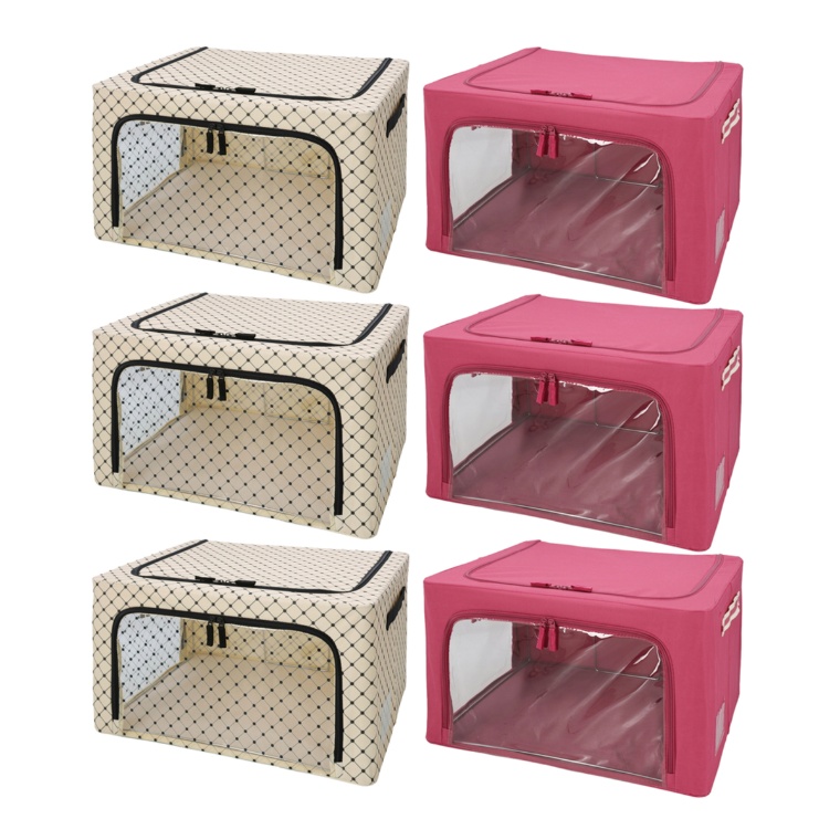 スタッキングできる 窓付き収納BOX 選べる6個セット