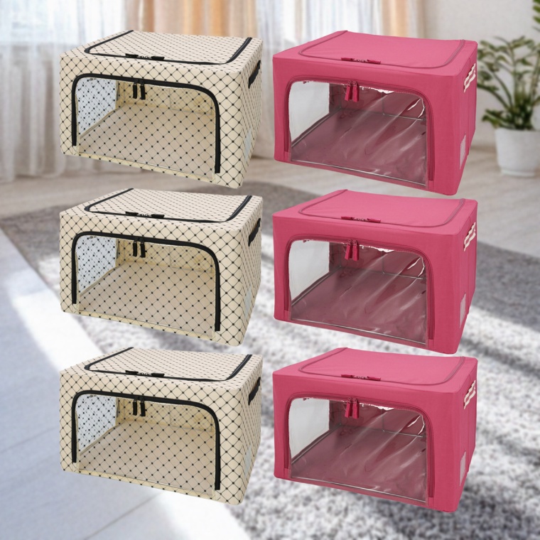 スタッキングできる 窓付き収納BOX 選べる6個セット