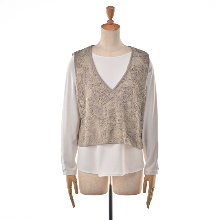 falsetto レースベスト付アンサンブル