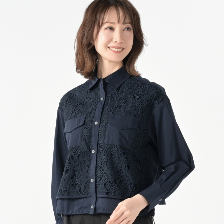 falsetto レース使いシャツブルゾン
