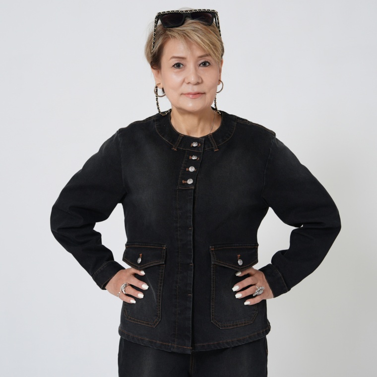 MASAGO ストレッチデニムノーカラージャケット