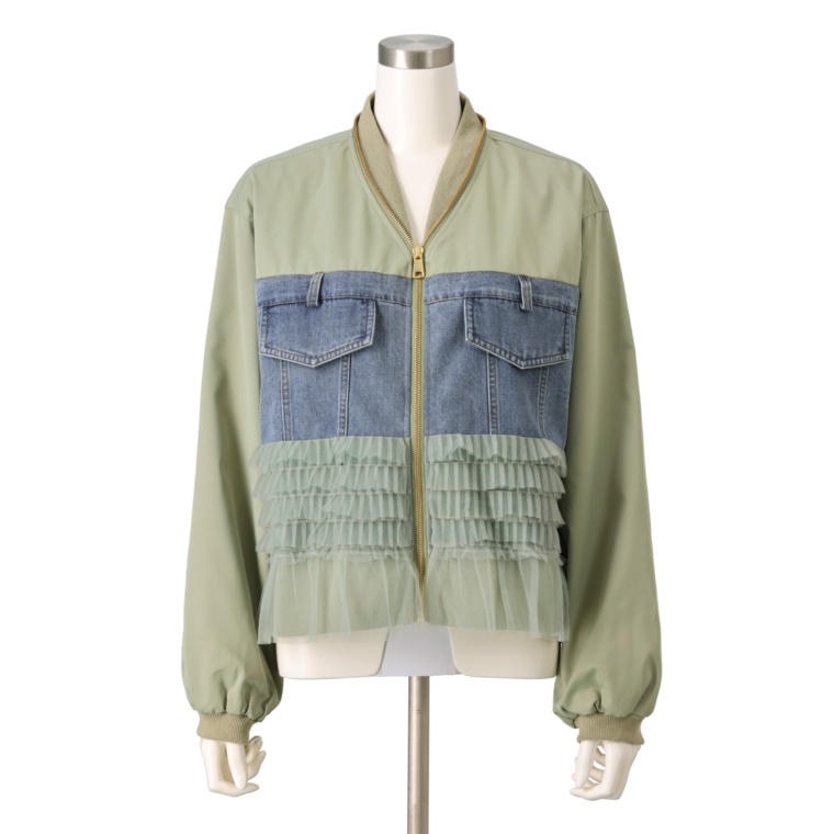 Remite デニムドッキングチュールブルゾン