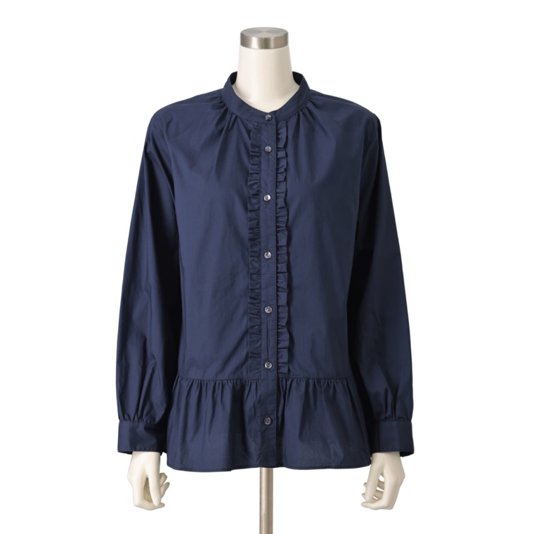 BOBSON SunSister バンドカラーフリルブラウス