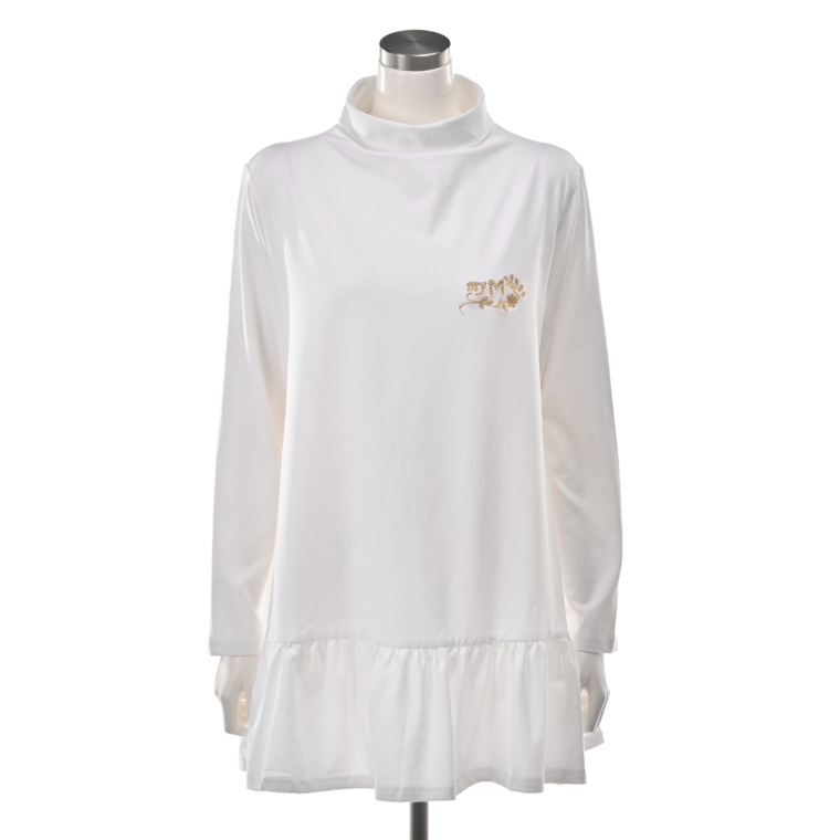 myM ロゴ刺繍入りタートルネックカットソー