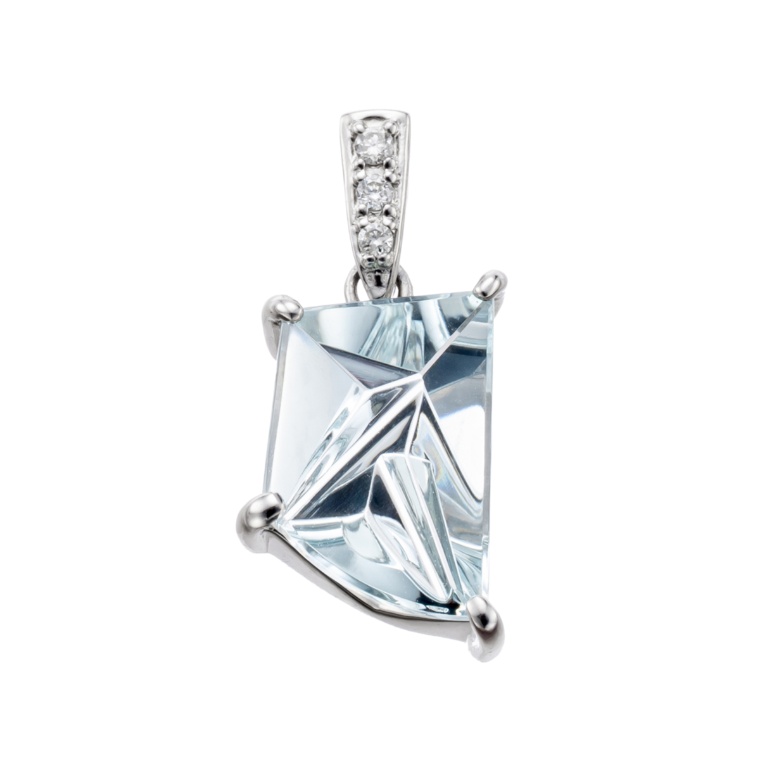 PT900アクアマリン&ダイヤモンド ペンダントヘッド[Mantis]