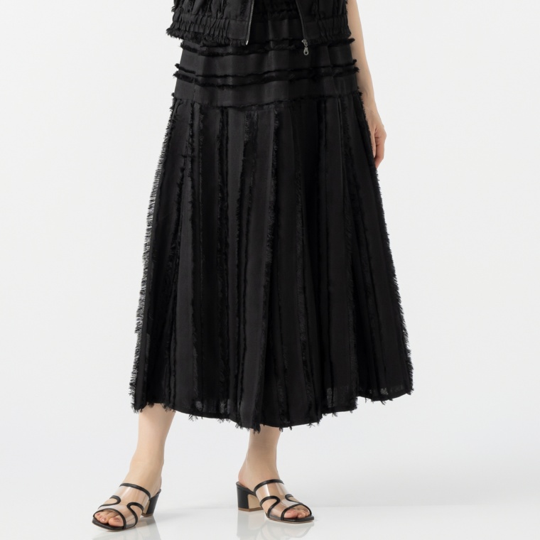 ModdedAnce フリンジジャガードタックデザインスカート