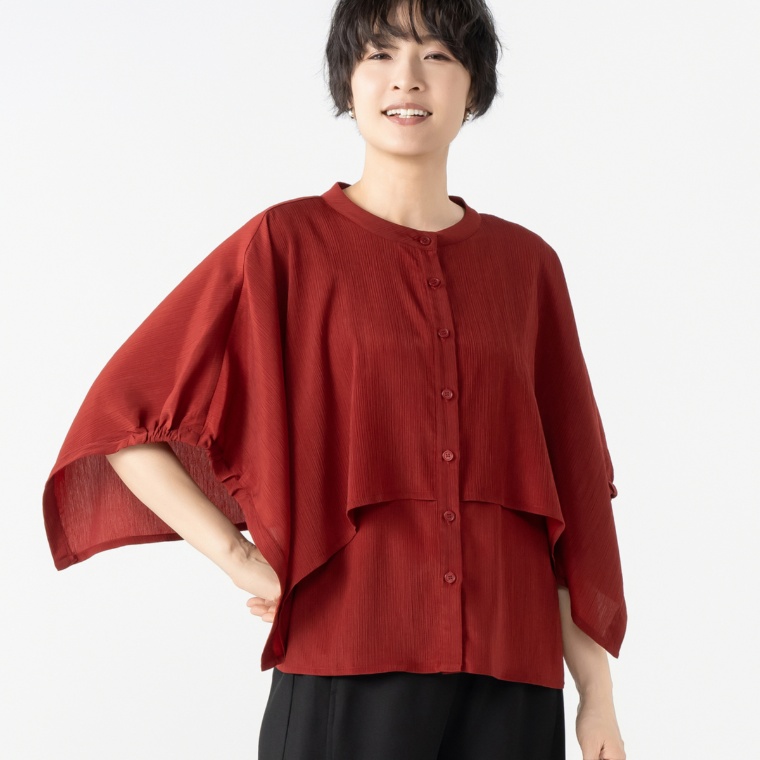 ModdedAnce レイヤード風楊柳シアーシャツ