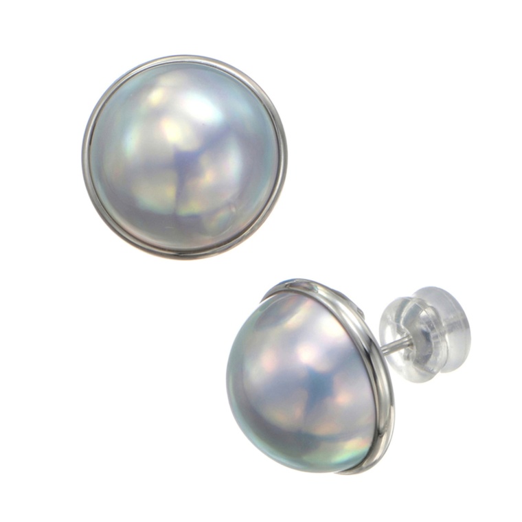 奄美大島産 ブルーマベパール イヤリング/ピアス 13mm