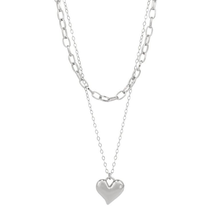 &LOVE ハートキラキラ2連ネックレス