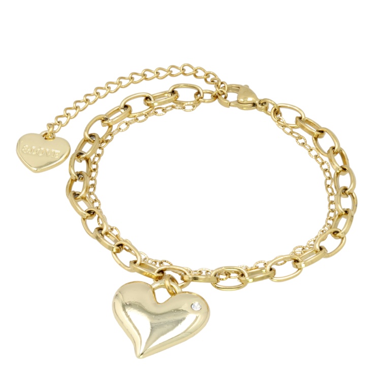 &LOVE ハートキラキラ2連ブレスレット