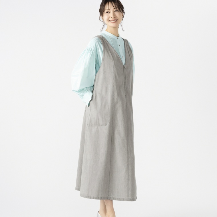 MINHA KILAKILA ジッパー使いデニムジャンバースカート