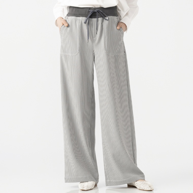 MINHA KILAKILA ウエストリブ使いボーダーパンツ