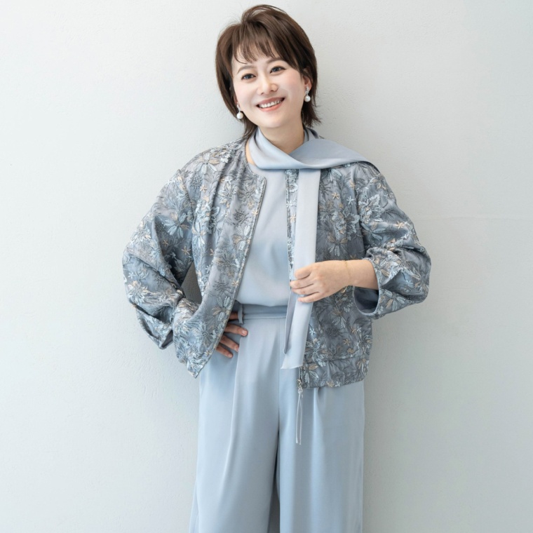 FEE CERISE リボン付サテン刺繍レースジャケット