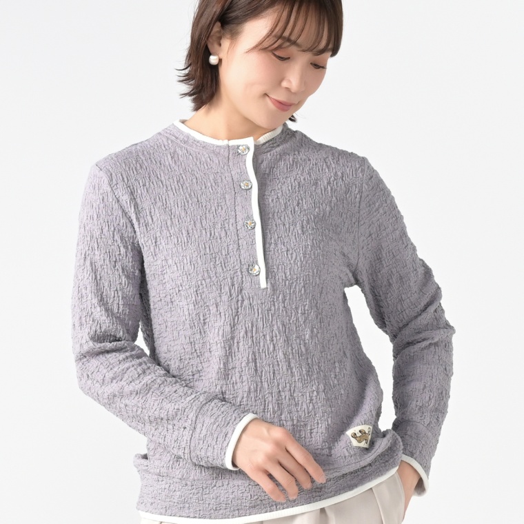 calma ヘンリーネック シャーリングジャガードプルオーバー