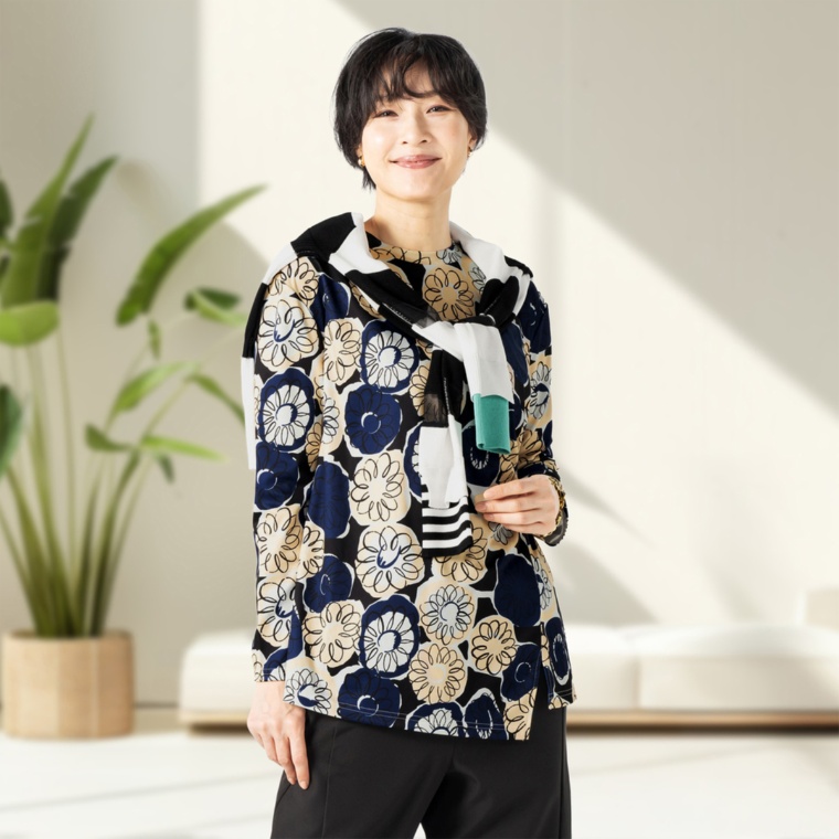 MORNMAGIE オリジナルアートフラワーガーデンプリント トップス