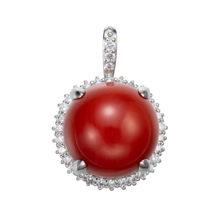 土佐沖産血赤珊瑚 PT950ペンダントヘッド12mm珠